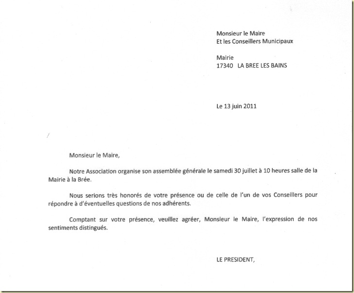Lettre à M. Le Maire Lettre à M. Le Maire