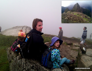 We wait in the early morning fog for the sunrise view.  (We should see the upper left from here)