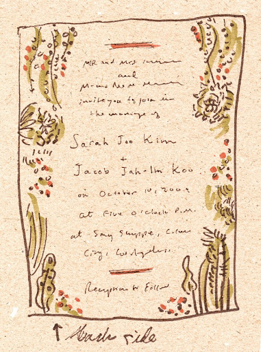 A sketch of the back of the invite. A sketch of the back of the invite.