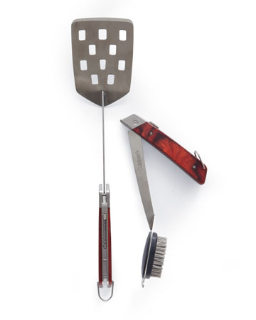 This Cuisinart 3-piece grill tool set (cuisinart.com) fits almost anywhere. This Cuisinart 3-piece grill tool set (cuisinart.com) fits almost anywhere.