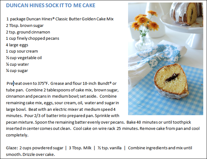 Sock it to Me Cake Recipe via homework - carolynshomework