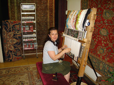 Day3: A carpenter lady showing us her expertise on the silk carpet making