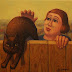 Object: 17606 - Meisje met kat - 30 x 30 cm - € 875,=