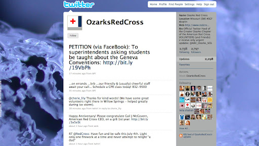 For the Greater Ozarks Chapter of the American Red Cross, Twitter is a way to keep people updated immediately of important facts and events.