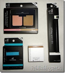 Blush & Bronzer Compact, Lip Lock Pencil, Mineral eyeshadow in Caffinated, Studio Single Eyeshadow in Totally teal Blush & Bronzer Compact, Lip Lock Pencil, Mineral eyeshadow in Caffinated, Studio Single Eyeshadow in Totally teal