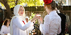 Beginning of handfasting ceremony which ties the couple together. Beginning of handfasting ceremony which ties the couple together.