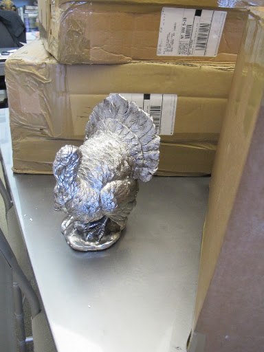 The first turkey to be unpacked.