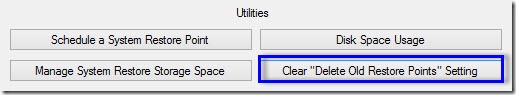 clear setting on restore points clear setting on restore points