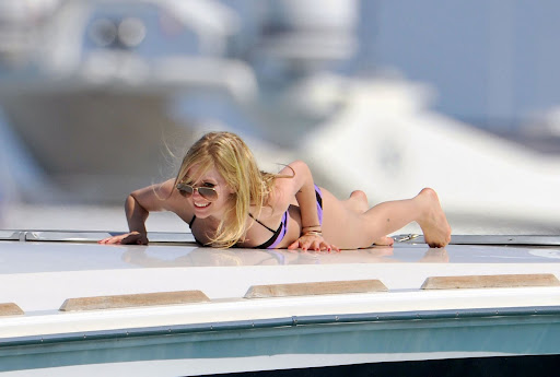 Avril Lavigne Purple Bikini