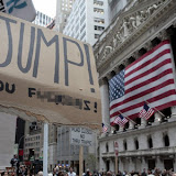 Demonstrators protest the proposed 700 billion USD Wall Street bail-out in front of the New Yoprk Stock Exchange in the Financial District in New York (Photo credit NICHOLAS ROBERTS/AFP/Getty Images) Demonstrators protest the proposed 700 billion USD Wall Street bail-out in front of the New Yoprk Stock Exchange in the Financial District in New York (Photo credit NICHOLAS ROBERTS/AFP/Getty Images)