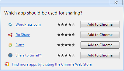 Google Chrome 23 choose sharing app
