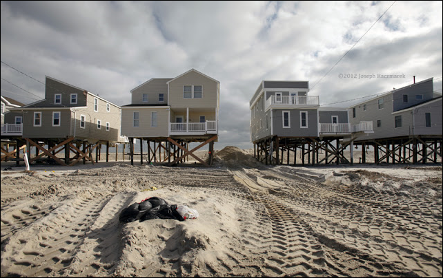 Raised homes on Long Beach Island two weeks after Hurricane Sandy, 15 November 2013. Photo: Joseph Kaczmarek