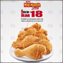 KFC Mid-Month Treats 9pcs for RM18 Promotion 2013 Branded Shopping Save Money EverydayOnSales