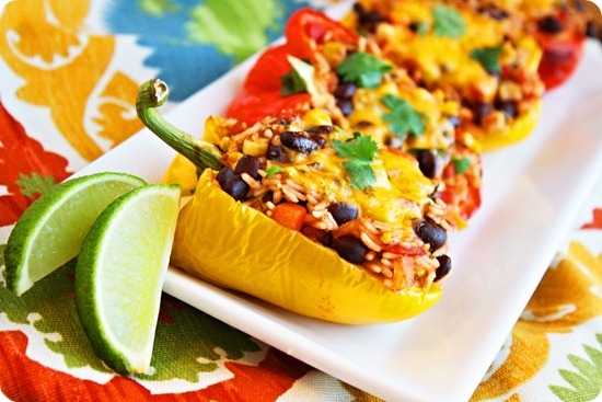 Southwestern Stuffed Bell Peppers – Packed with black beans, brown rice and veggies, these stuffed peppers make a healthy meatless meal! | thecomfortofcooking.com