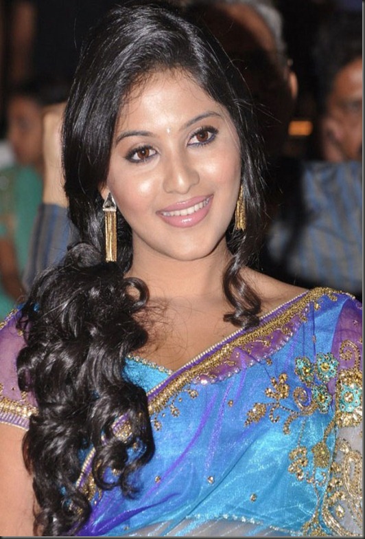 Actress Anjali in Saree Photos at SVSC Audio Launch