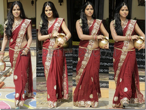 Rachana_Mourya_Maroon_Saree