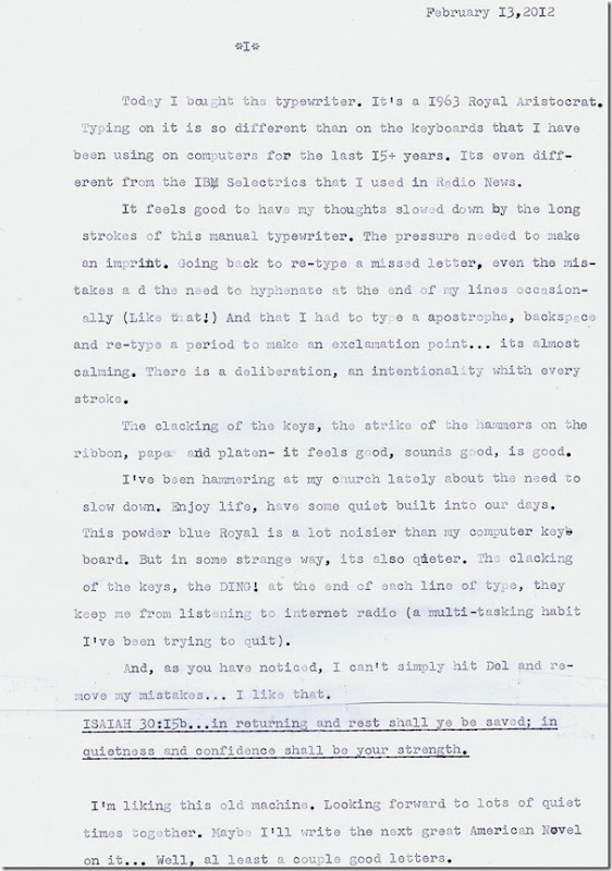 Typewritten Blog Post 2.13.12