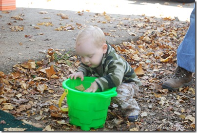 Mike playing with some leaves