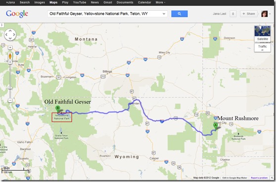 Map to Yellowstone National Park