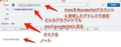 Wunderlistメールでタスク追加