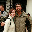 Lynette and Danesh in the main square of Zipaquira. John is arguing with his camera in the background.