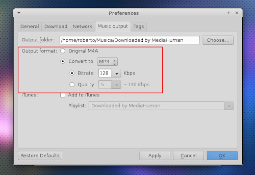 YouTube to MP3 Converter - preferenze