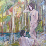 Am Waldsee (weiblicher Akt), Öl auf Holz, 60x80 cm, Copyright 2010 by O. Weinreich