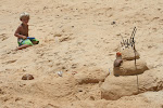 Sand people on the beach of Caraiva, Brazil
