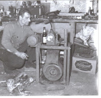 My grandfather Steven Toppa - as always with a cigarette, a Narragansett beer, and a machine My grandfather Steven Toppa - as always with a cigarette, a Narragansett beer, and a machine