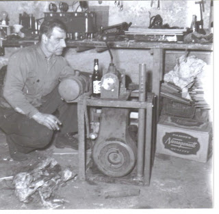 My grandfather Steven Toppa - as always with a cigarette, a Narragansett beer, and a machine My grandfather Steven Toppa - as always with a cigarette, a Narragansett beer, and a machine