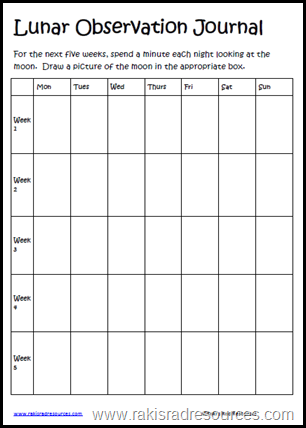 Lunar observation journal - free download from Raki's Rad Resources