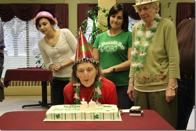 Blowing out the candles - Evelyn, Emily, Tessa, Edna