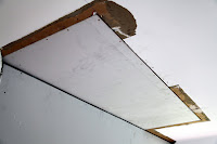 Sealing in the ceiling where the fridge and pantry used to be