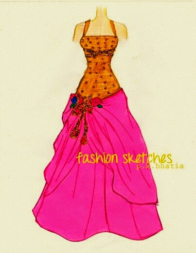 indo western fashion sketches