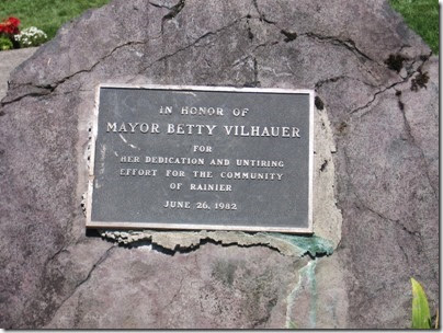 IMG_2630 Mayor Betty Vilhauer Monument at Riverfront Park in Rainier, Oregon on July 16, 2006