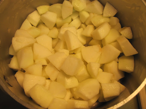 Then add the apples and cook until they soften.