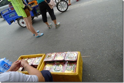 lunch outside Panjiayuan flea market