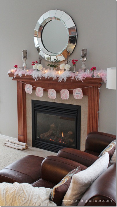 How to decorate a Beautiful Mantle for Valentine's Day from Setting for Four.  See how to here! http://www.settingforfour.com/2013/02/how-to-decorate-mantle-for-valentines.html  #mantle #valentine #diy #decor