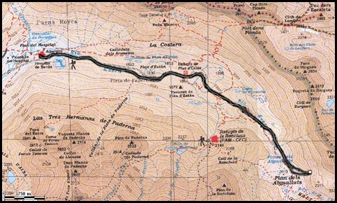 Mapa Cascada Mamporros para todos 100m WI4 ,III 90º (Aigualluts, Benasque, Pirineos) Mapa Cascada Mamporros para todos 100m WI4 ,III 90º (Aigualluts, Benasque, Pirineos)