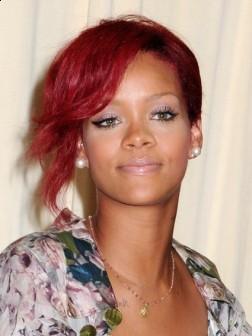 Rihanna with Trendy Red Short Hairstyle