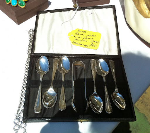 An old set of silver spoons.