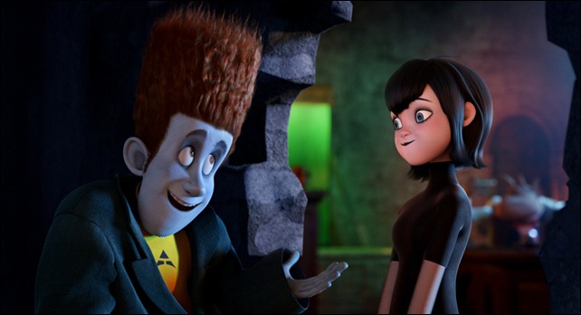 Johnnystein (Andy Samberg) and Mavis (Selena Gomez) in HOTEL TRANSYLVANIA, an animated comedy from Sony Pictures Animation.