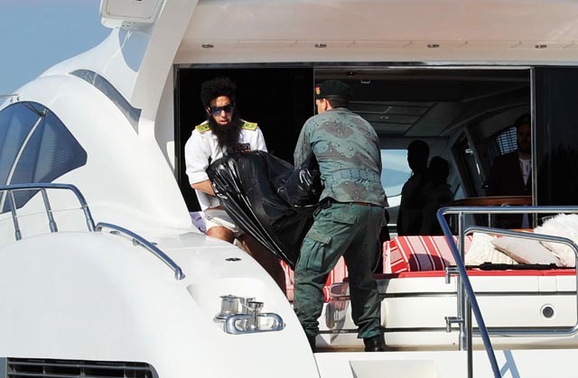 CANNES, FRANCE - MAY 16:  Admiral General Aladeen spotted on a luxury yacht at Hotel Du Cap during 65th Annual Cannes Film Festival on May 16, 2012 in Cannes, France.  (Photo by Gareth Cattermole/Getty Images) *** Local Caption *** Admiral General Aladeen
