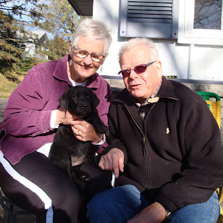 "Sofie" with her new owners...Lee and Bill Miller.  This is the 2nd addition to their family from Rushwind.