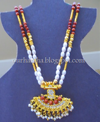 traditional indian necklace glittering kerala goldstone infused beads brown glass