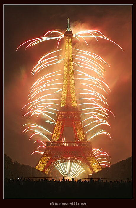 Eiffel Tower on Fire:On the occasion of Bastille Day (French National Holiday July 14)