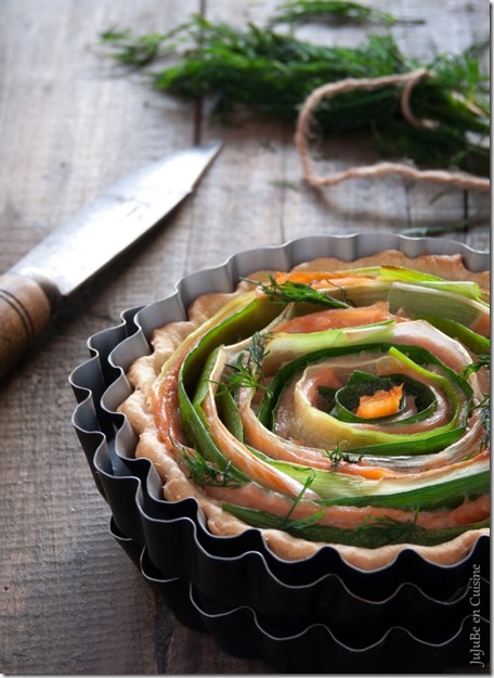 Tarte poireaux et saumon fumé - Julie