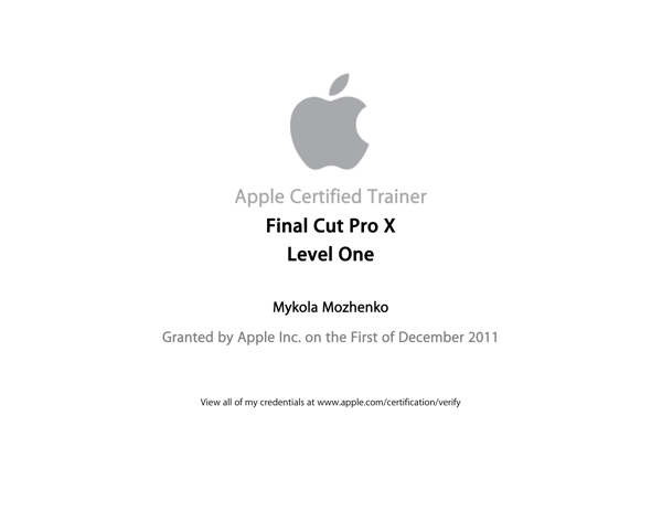 Apple Certified Trainer FCPX