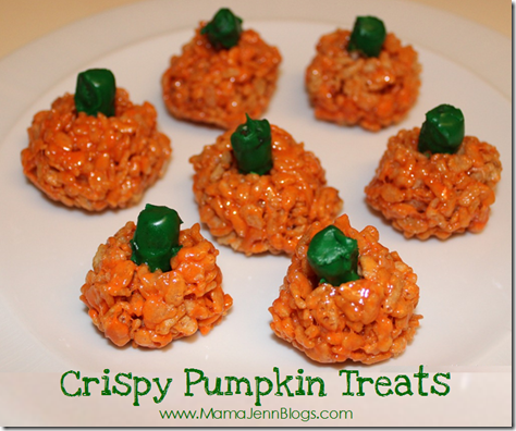 Crispy Pumpkin Treats (made with Rice Krispies)