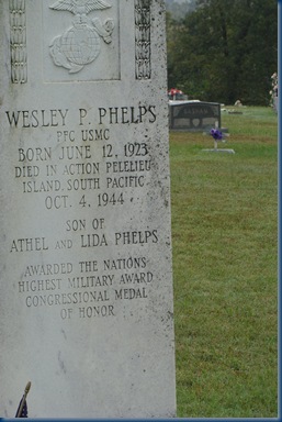 Tombstone of PFV Wesley P. Phelps, recipient of the Congressional Medal of Honor.
